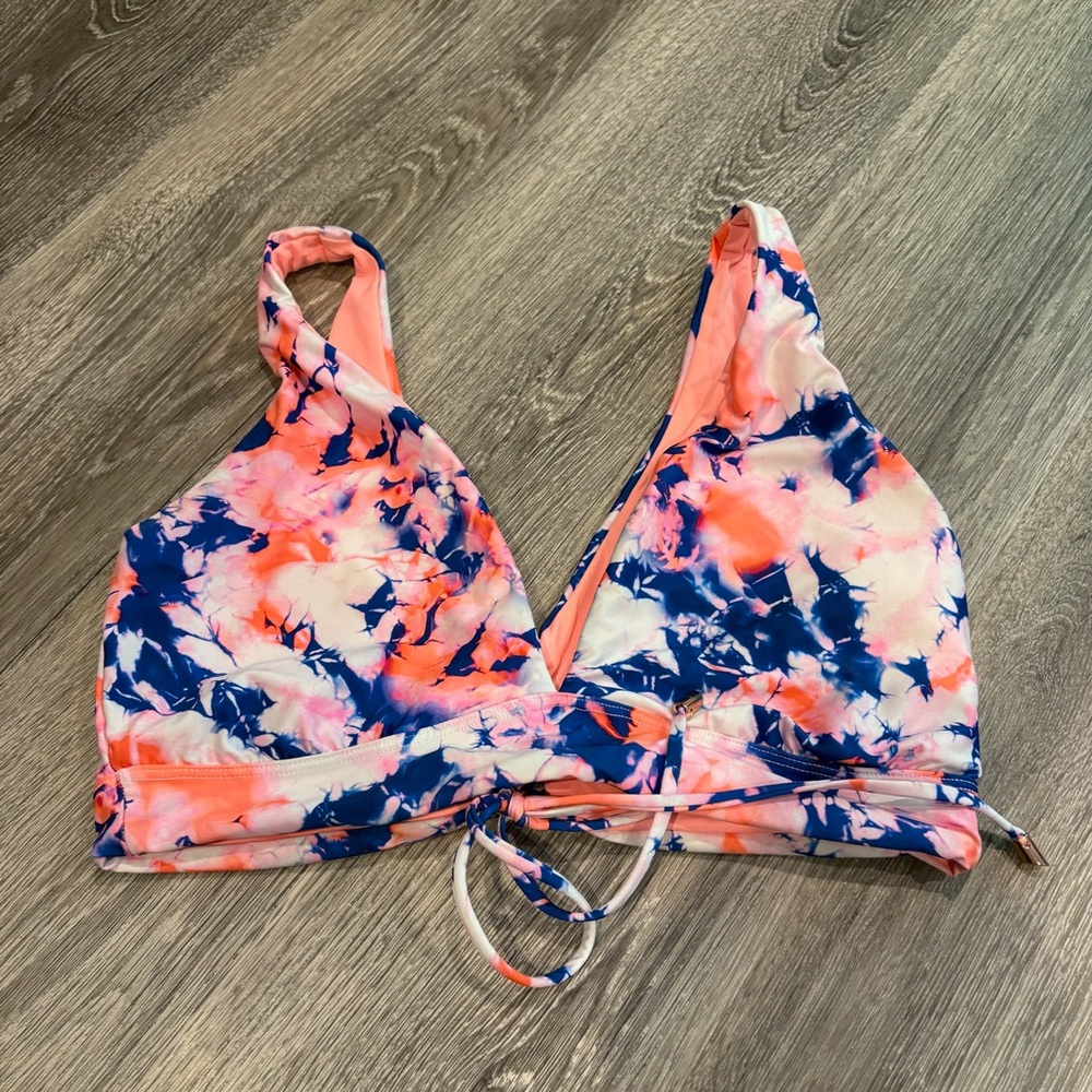 Maaji Allure Longoine Reversable Coral and Navy Bikini Top Size L - Picture 2 of 5